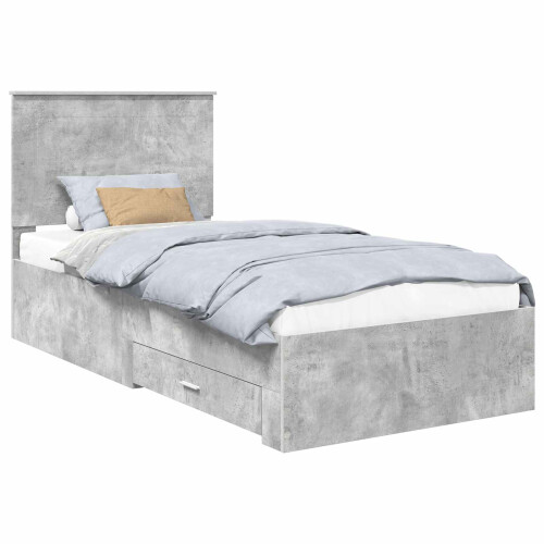 vidaXL Bed Frame Concrete Grey and Silver 75 x 190 cm Engineered Wood 1