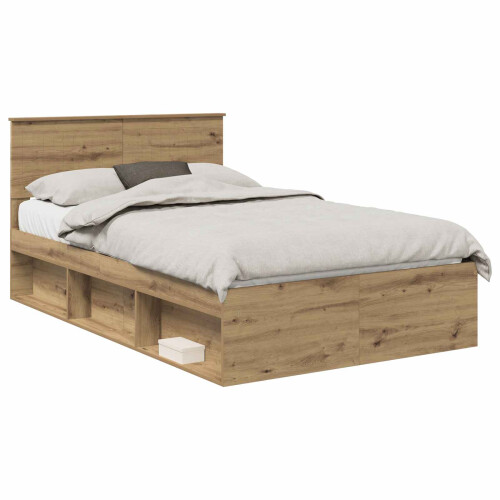 Berkfield Bed Frame Artisian Oak 120 x 190 cm Solid Pine Wood 1