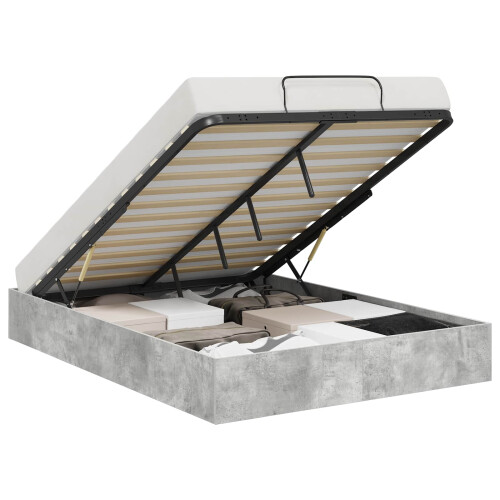 Berkfield Ottoman Bed Frame Concrete Grey 140 x 200 cm Engineered Wood 2