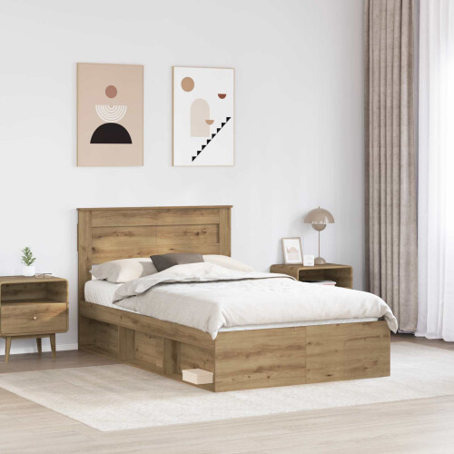 Berkfield Bed Frame Artisian Oak 120 x 200 cm Solid Pine Wood 2