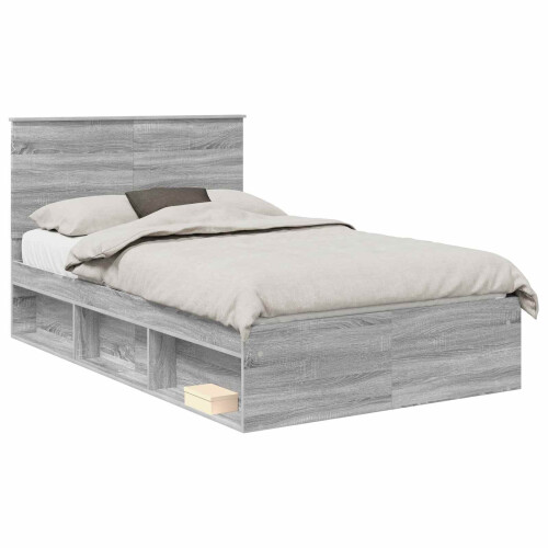 Berkfield Bed Frame Grey Sonoma 135 x 190 cm Solid Pine Wood 1
