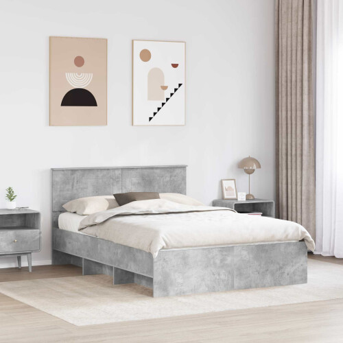 Berkfield Bed Frame Concrete Grey 140 x 200 cm Engineered Wood 2