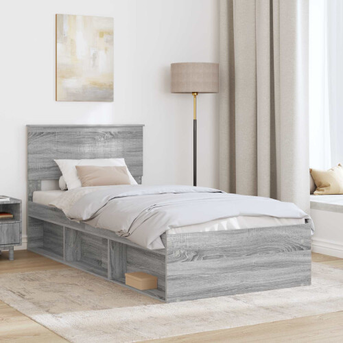 Berkfield Bed Frame Grey Sonoma 90 x 190 cm Solid Pine Wood 2