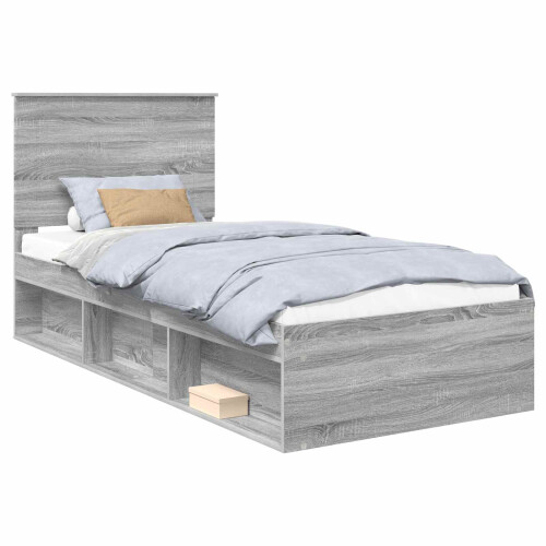 vidaXL Bed Frame Grey Sonoma 75 x 190 cm Solid Pine Wood 1