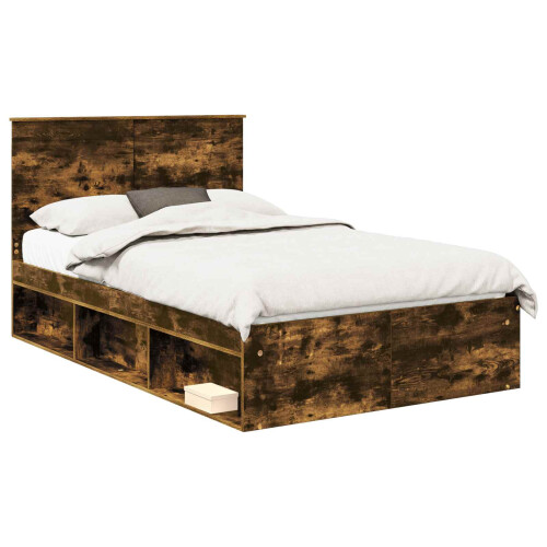 Berkfield Bed Frame Smoked Oak 120 x 200 cm Solid Pine Wood 1