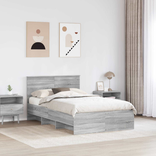 Berkfield Bed Frame Grey Sonoma 120 x 123 cm Engineered Wood 2