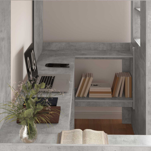 Berkfield Loft Bed Frame with Desk Concrete Grey 100 x 200 cm 2