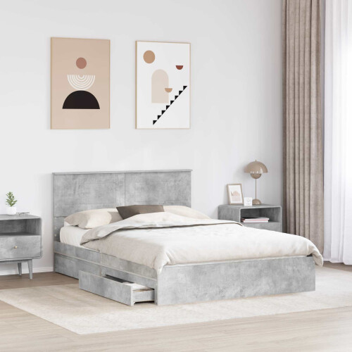 Berkfield Storage Bed Concrete Grey 150 x 200 cm Engineered Wood 2
