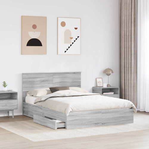 Berkfield Storage Bed Grey Sonoma 150 x 200 cm Engineered Wood 2
