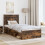 Berkfield Bed Frame with Headboard Smoked Oak 90 x 200 cm Solid Pine Wood 3