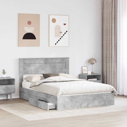 Berkfield Storage Bed Concrete Grey 150 x 200 cm Engineered Wood 2