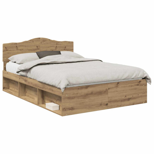Berkfield Bed Frame Artisian Oak 150 x 200 cm Solid Pine Wood 1