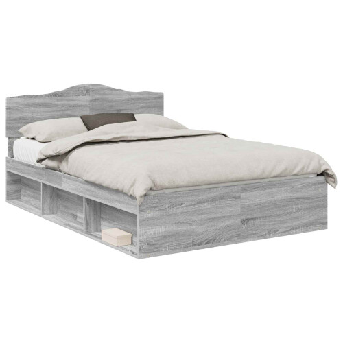 Berkfield Bed Frame Grey Sonoma 140 x 190 cm Solid Pine Wood 1