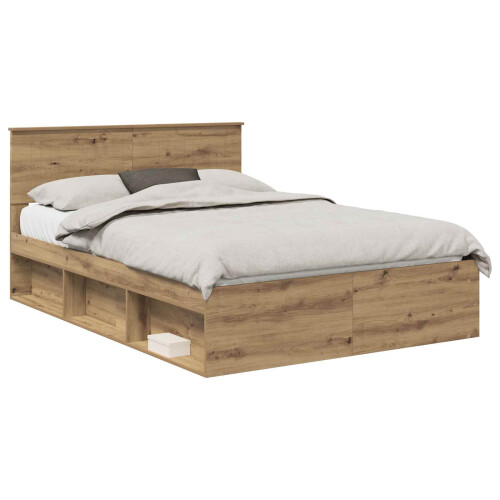 Berkfield Bed Frame Artisian Oak 135 x 190 cm Solid Pine Wood 1