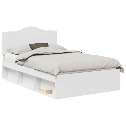 Berkfield Bed Frame with Headboard White 120 x 190 cm Solid Pine Wood 1