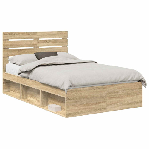 Berkfield Bed Frame with Headboard Sonoma 120 x 190 cm Solid Pine Wood 1