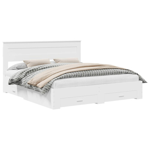 Berkfield Bed Frame with Headboard White 180 x 200 cm Engineered Wood 1
