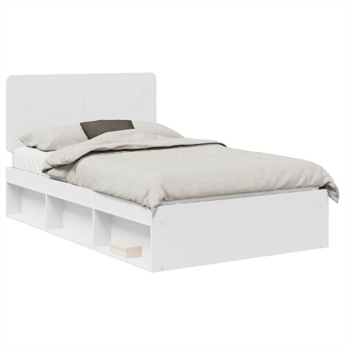 Berkfield Bed Frame with Headboard White 120 x 190 cm Solid Pine Wood 1