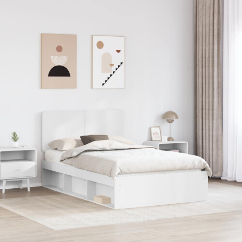 Berkfield Bed Frame with Headboard White 120 x 190 cm Solid Pine Wood 2