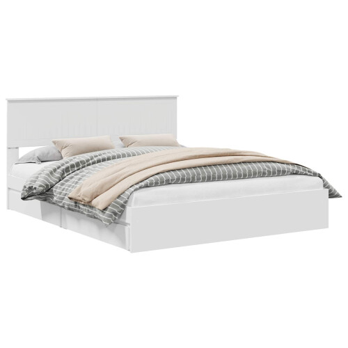 Berkfield Storage Bed with Headboard White 160 x 200 cm Engineered Wood 1
