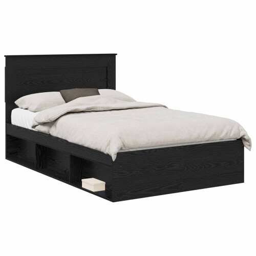 Berkfield Bed Frame with Headboard Black 135 x 190 cm Solid Pine Wood 1
