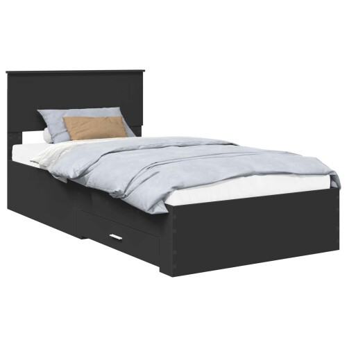Berkfield Bed Frame Black and Silver 100 x 200 cm Engineered Wood 1