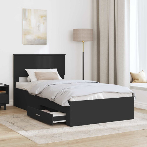 Berkfield Bed Frame Black and Silver 100 x 200 cm Engineered Wood 2
