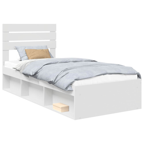 Berkfield Bed Frame with Headboard White 90 x 190 cm Solid Pine Wood 1