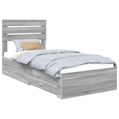 Berkfield Bed Frame Grey Sonoma and Silver 75 x 190 cm Engineered Wood 1
