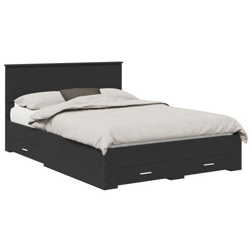 Berkfield Bed Frame with Headboard Black 135 x 190 cm Engineered Wood 1