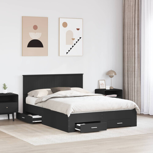 Berkfield Bed Frame with Headboard Black 135 x 190 cm Engineered Wood 2