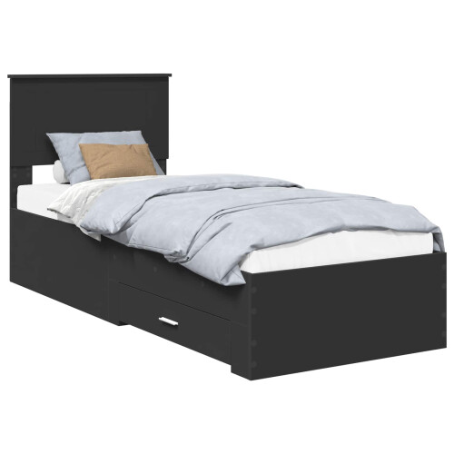 Berkfield Bed Frame Black and Silver 75 x 190 cm Engineered Wood 1