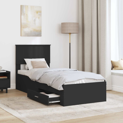 Berkfield Bed Frame Black and Silver 75 x 190 cm Engineered Wood 2