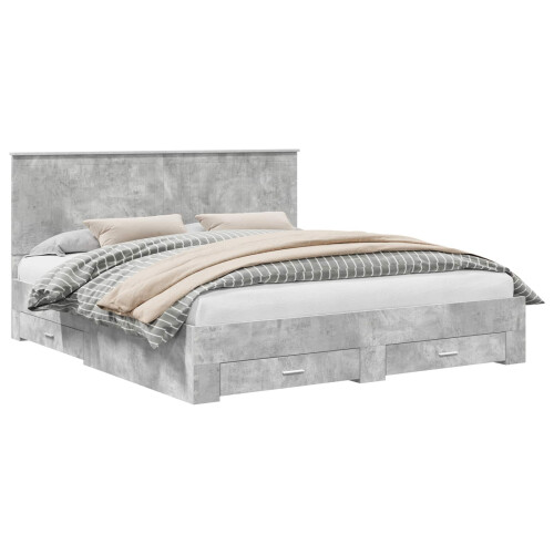 Berkfield Bed Frame Concrete Grey 180 x 200 cm Engineered Wood 1