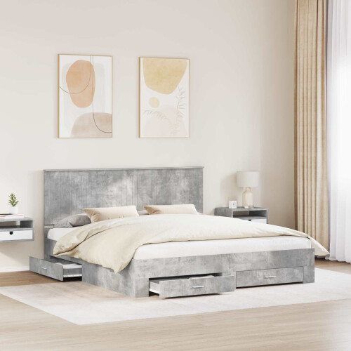 Berkfield Bed Frame Concrete Grey 180 x 200 cm Engineered Wood 2