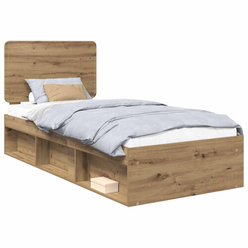Berkfield Bed Frame Artisian Oak 75 x 190 cm Solid Pine Wood 1