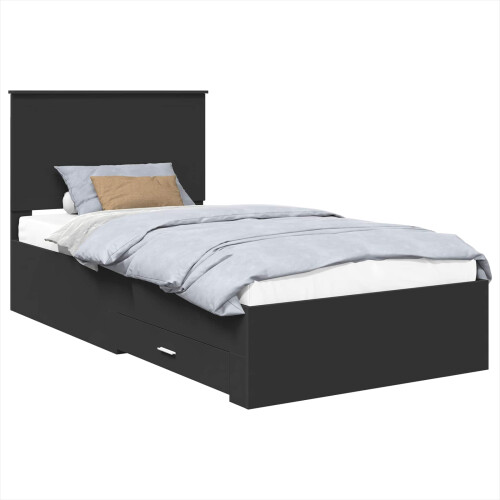 Berkfield Bed Frame Black and Silver 90 x 200 cm Engineered Wood 1