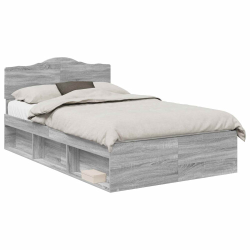 Berkfield Bed Frame Grey Sonoma 120 x 190 cm Solid Pine Wood 1