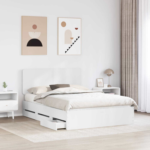 Berkfield Bed Frame with Drawer White 150 x 200 cm Engineer Wood 2