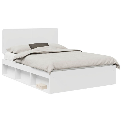 Berkfield Bed Frame with Headboard White 150 x 200 cm Solid Pine Wood 1