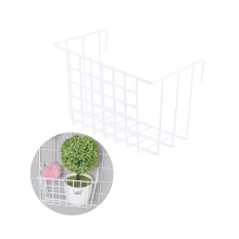 Grill Hanging Storage Basket White Wire Mesh Organizer with Durable Iron Support for Outdoor BBQ