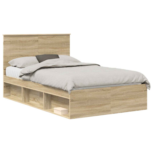 Berkfield Bed Frame with Headboard Sonoma 120 x 190 cm Solid Pine Wood 1