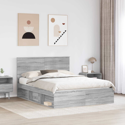 Berkfield Bed Frame Grey Sonoma 150 x 200 cm Solid Pine Wood 2