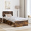 Berkfield Bed Frame with Headboard Smoked Oak 75 x 190 cm Solid Pine Wood 3