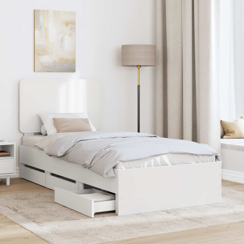 Berkfield Bed Frame with Drawer White 75 x 190 cm Engineer Wood 2