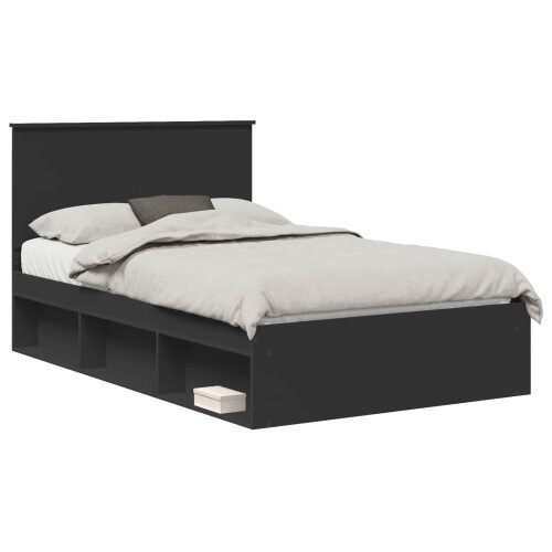 Berkfield Bed Frame with Headboard Black 120 x 200 cm Solid Pine Wood 1