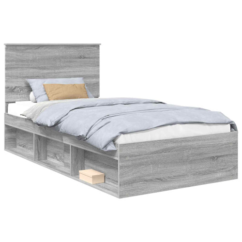 Berkfield Bed Frame Grey Sonoma 100 x 200 cm Solid Pine Wood 1