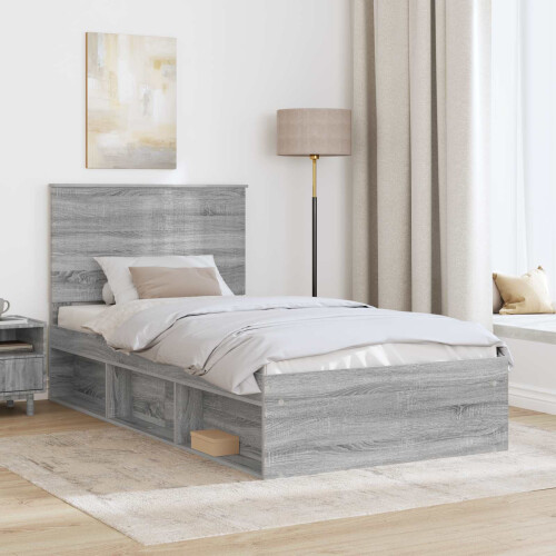 Berkfield Bed Frame Grey Sonoma 100 x 200 cm Solid Pine Wood 2