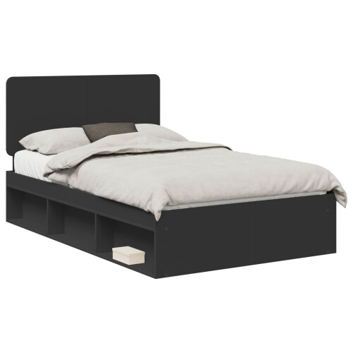 Berkfield Bed Frame with Headboard Black 120 x 200 cm Solid Pine Wood 1