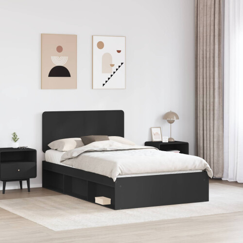 Berkfield Bed Frame with Headboard Black 120 x 200 cm Solid Pine Wood 2